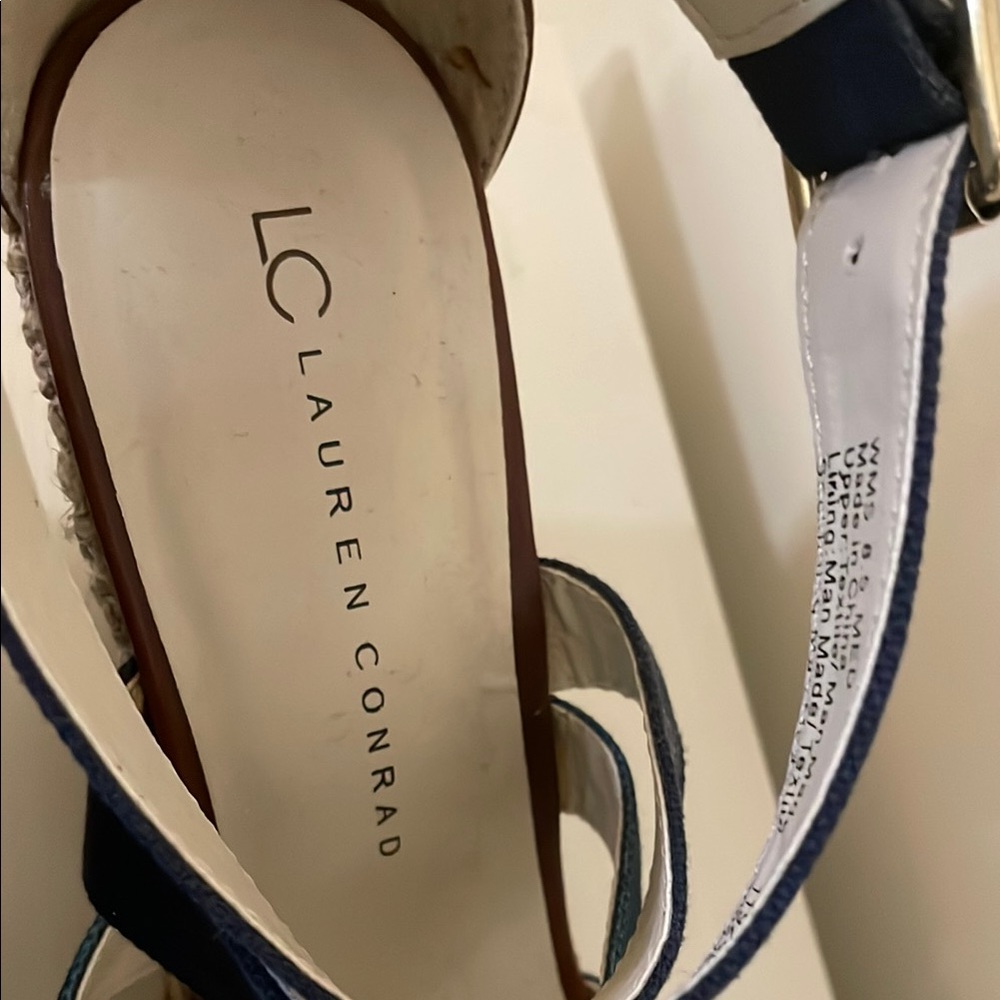 LC Lauren Conrad Blue and Green Wedge Sandals - Picture 2 of 4
